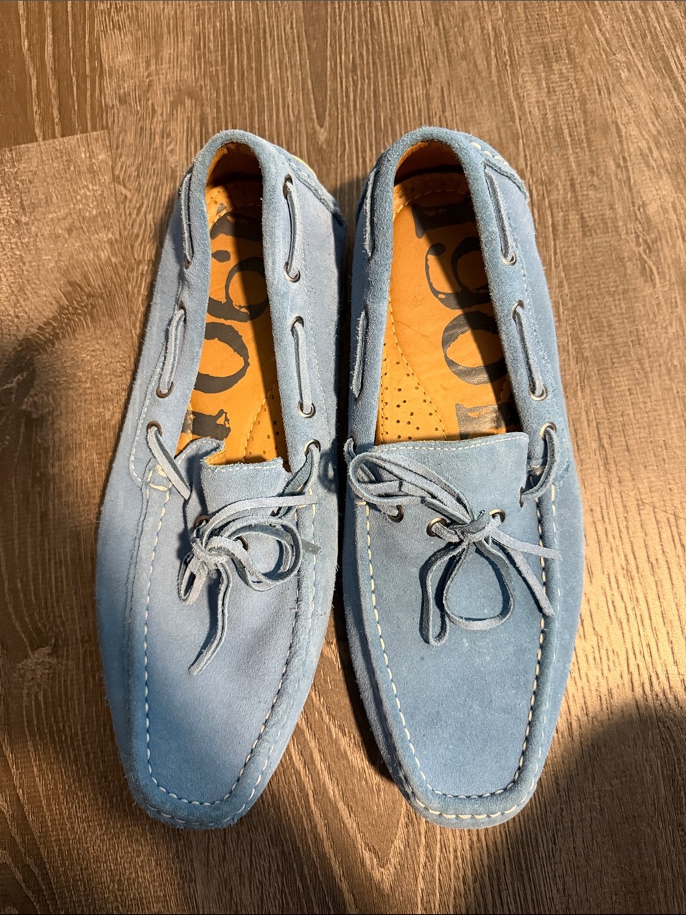 Men's Light Blue Suede Slip-On Driving Loafers